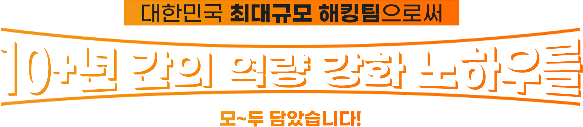 대한민국 최대 규모 해킹팀으로써 10+년 간의 역량 강화 노하우를 모두 담았습니다!